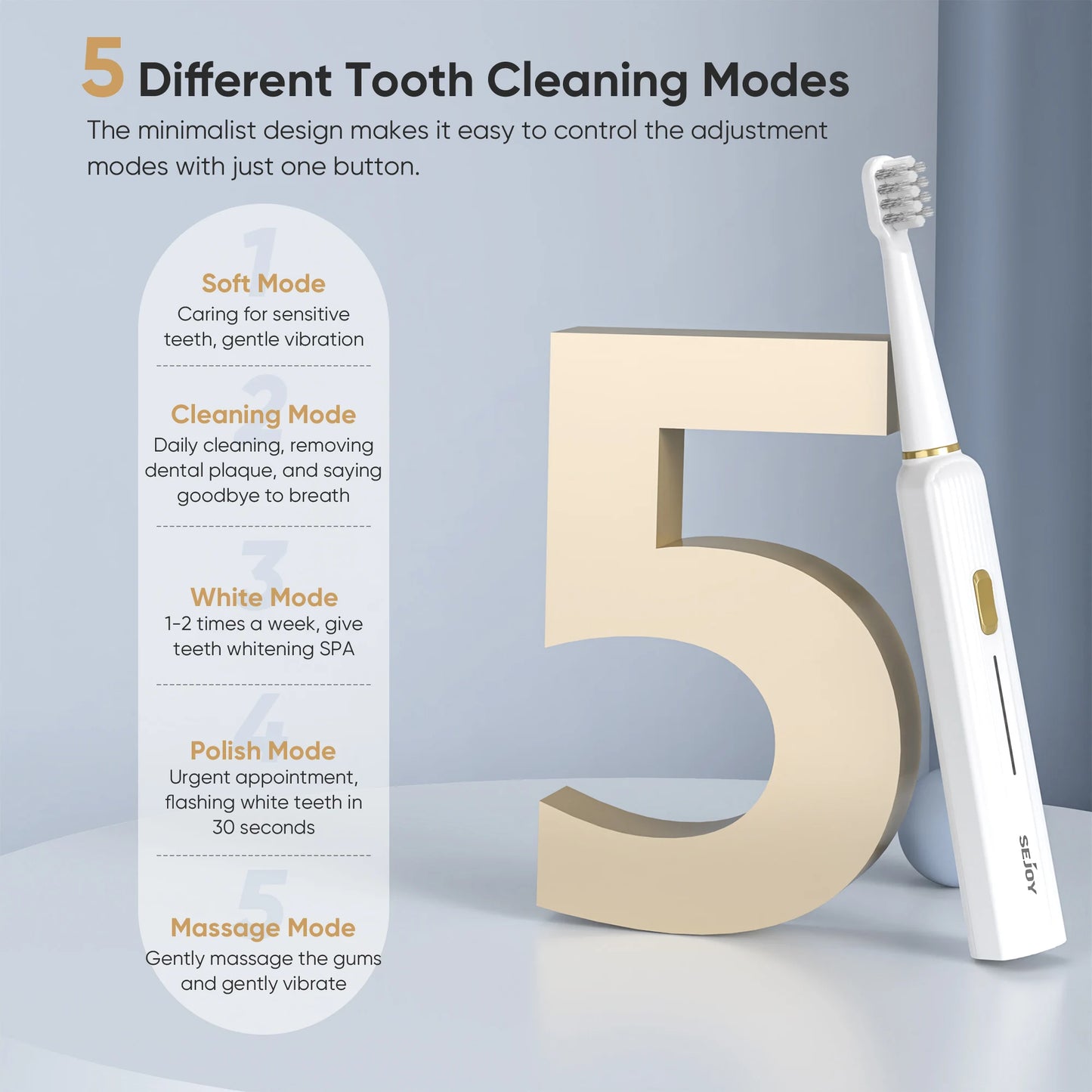 5 Modes Electric Toothbrush Rechargeable